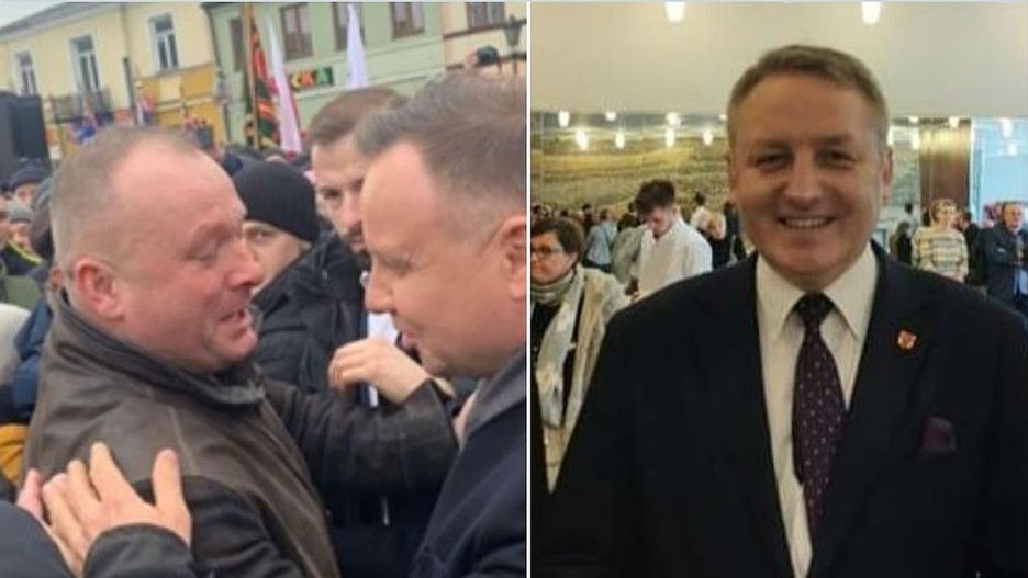Andrzej Górzyński polityk Zjednoczonej Prawicy (na fot. po prawej).  Obok spotkanie prezydenta z nieznanym jak dotąd ojcem piątki dzieci.