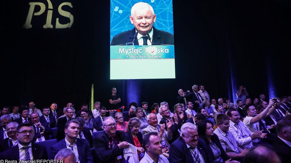 Jarosław Kaczyński przemawia podczas konwencji programowej PiS 7 lipca