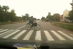 #dziejesiewmoto: o włos od potrącenia rowerzysty na przejściu