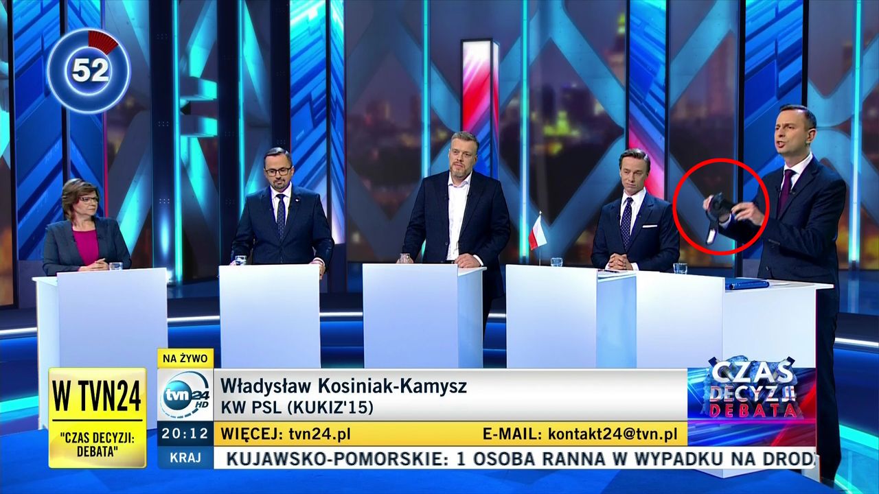 Wybory parlamentarne 2019. Debata w TVN24. Kolejny rekwizyt szefa PSL