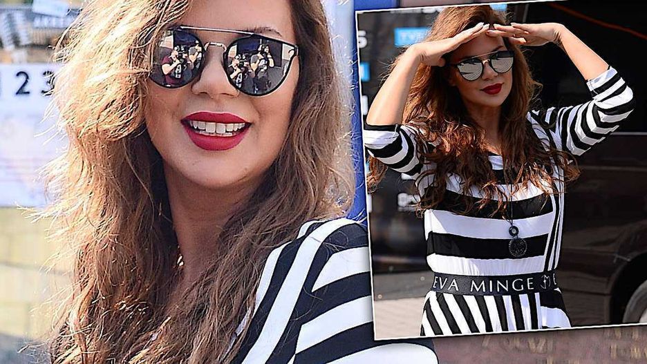 Edyta Górniak w sukience w pasy