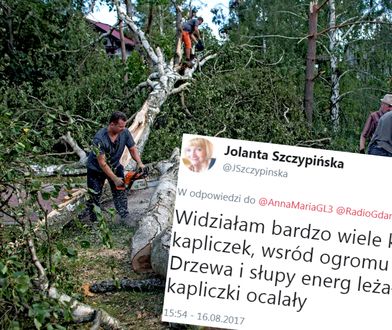 Wichury demolowały domy. Jolanta Szczypińska cieszy się... z ocalałego krzyża