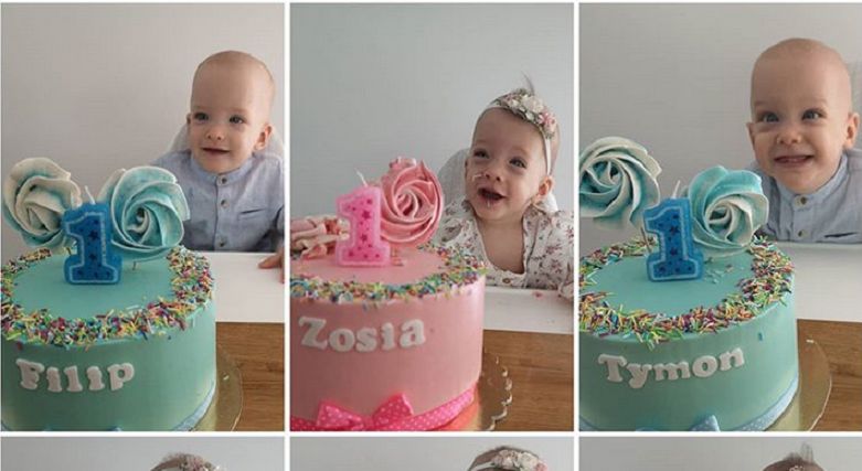 Pierwsze urodziny sześcioraczki świętowały tortem