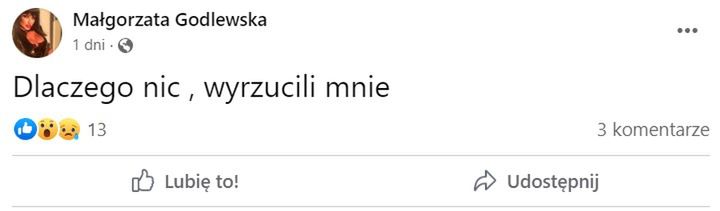 Małgorzata Godlewska straciła pracę