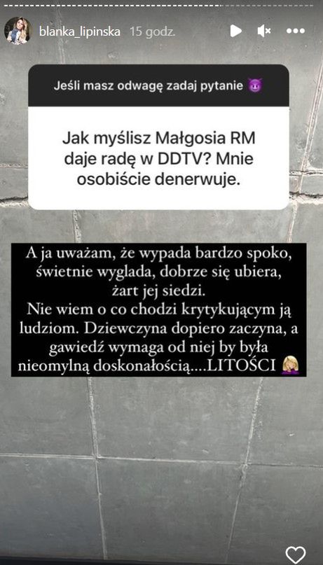 Blanka Lipińska o Małgorzacie Rozenek