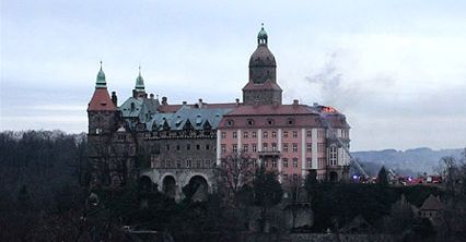 Pożar zamku w Książu