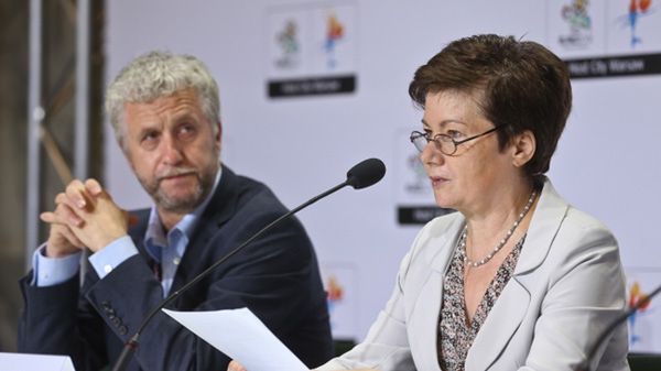 Prezydent Warszawy Hanna Gronkiewicz-Waltz w czasie konferencji prasowej