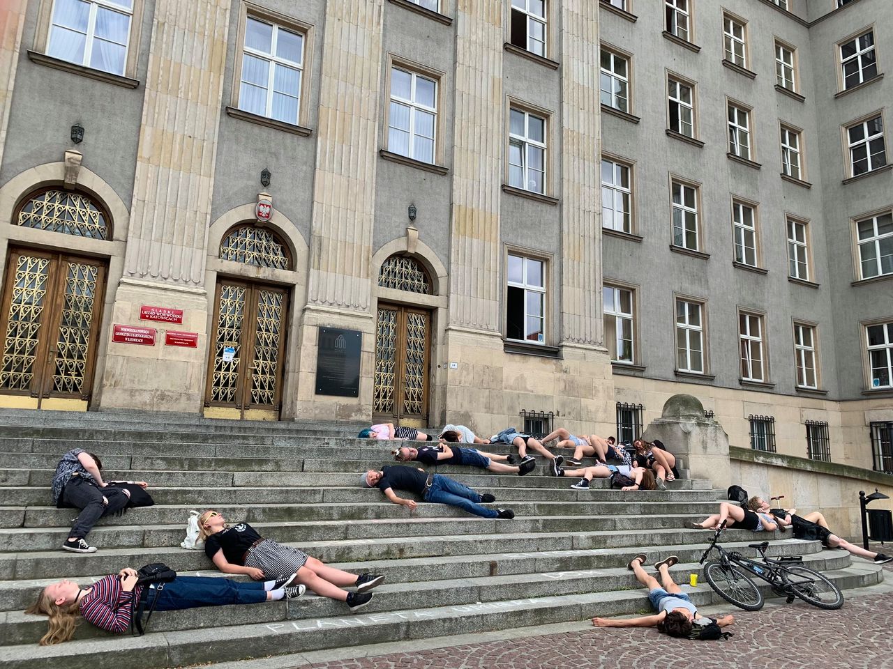 Wielkie Wymieranie w Katowicach. Protest przed urzędem wojewódzkim