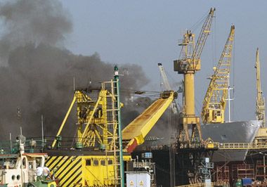 Pożar na statku w szczecińskiej stoczni