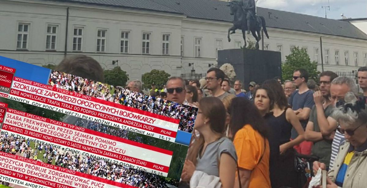 Oto, jak TVP przedstawia demonstrację przed Sejmem. Kontrowersyjne napisy na paskach