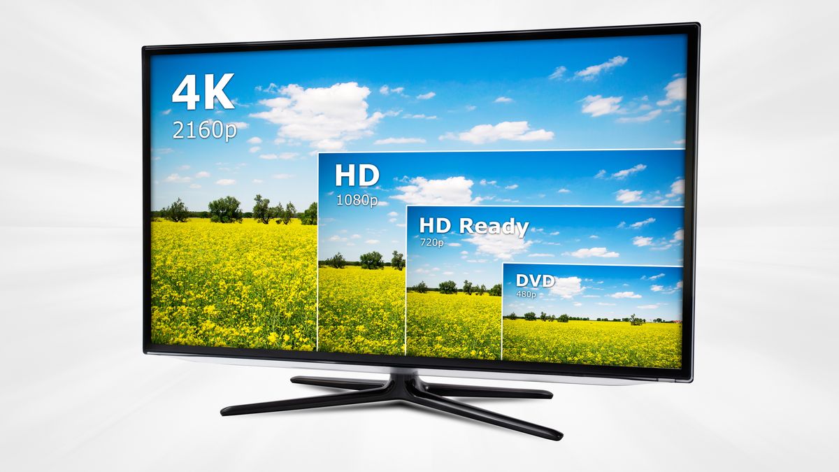 4K television display with comparison of resolutions 