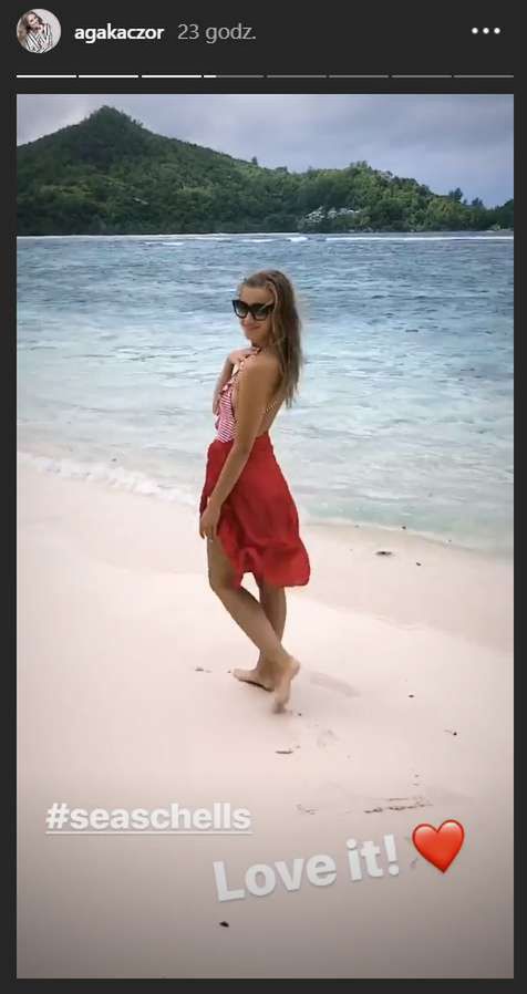 Agnieszka Kaczorowska w podróży poślubnej