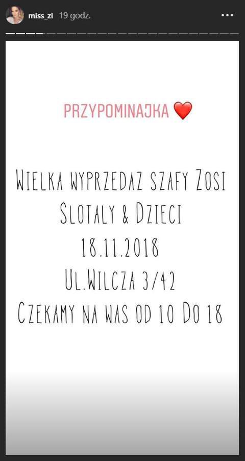 Zosia Ślotała wyprzedaje szafę