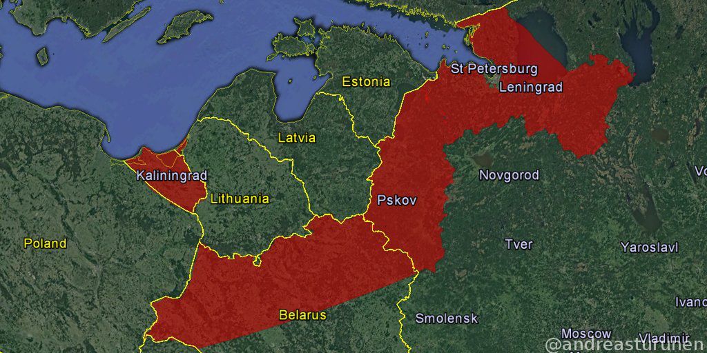 Mapa manewrów Zapad-2017. 