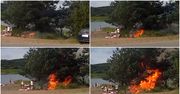 Próbowali rozpalić grilla. Po chwili zapłonęło wszystko wokół. Przerażające wideo hitem sieci
