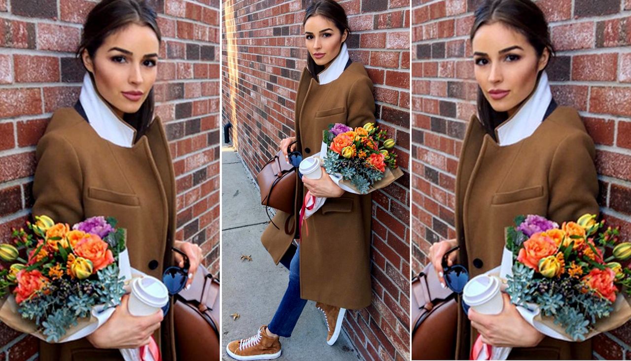 LOOK OF THE DAY: Olivia Culpo i wielkomiejski camel coat