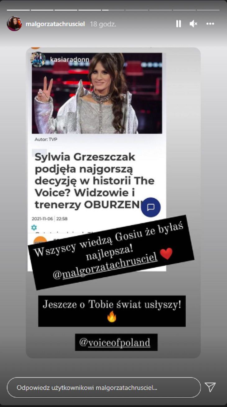 Małgorzata Chruściel o Sylwii Grzeszczak