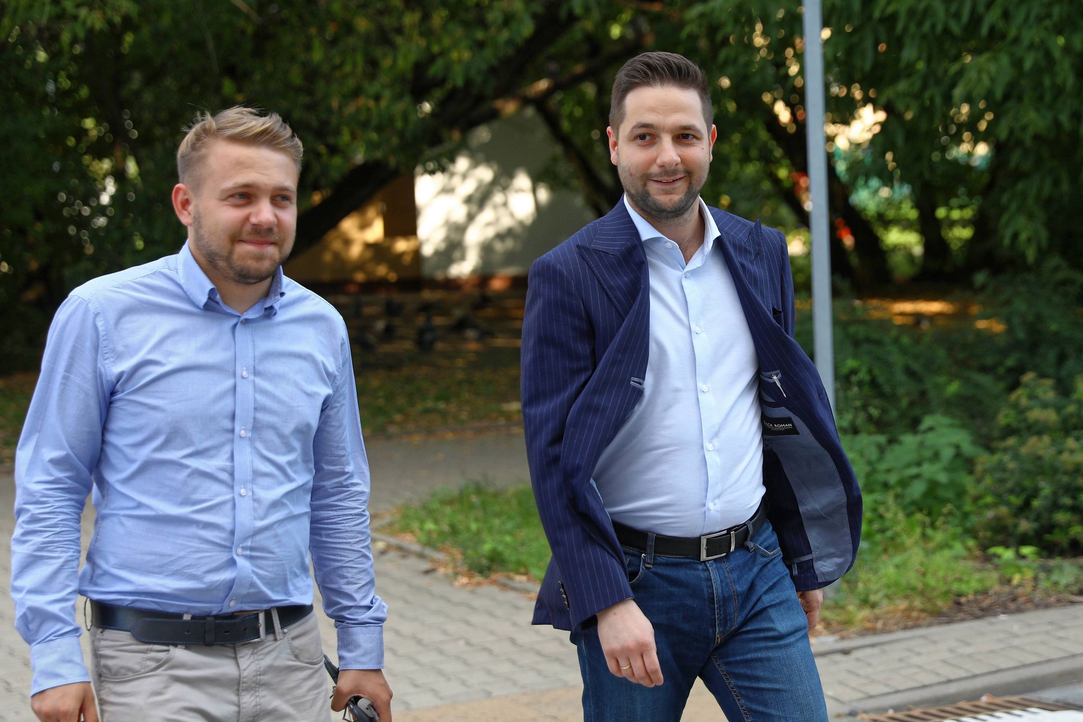 Poseł Jacek Ozdoba i europoseł Patryk Jaki z Solidarnej Polski