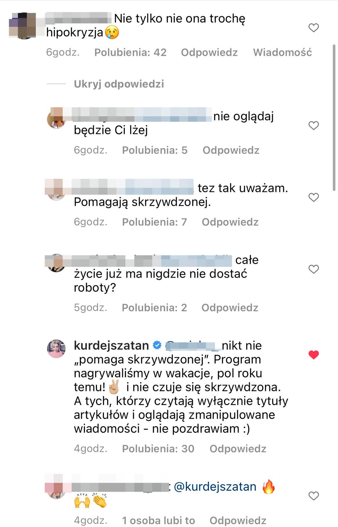 Barbara Kurdej-Szatan odpowiada na krytykę fanów