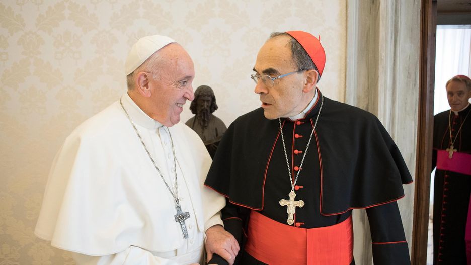 Papież z kardynałem Philippe Barbarinem