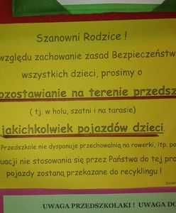Nietypowe ogłoszenie w przedszkolu. "Rowerki dzieci do recyklingu"