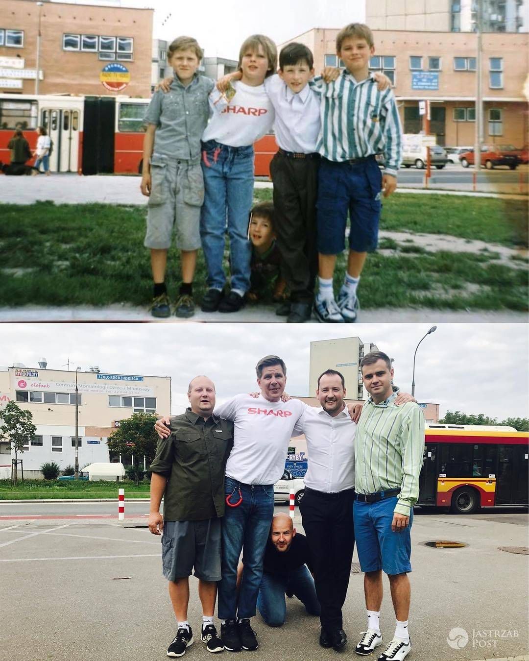 Filip Chajzer odtworzył swoje zdjęcie sprzed lat z tymi samymi kolegami