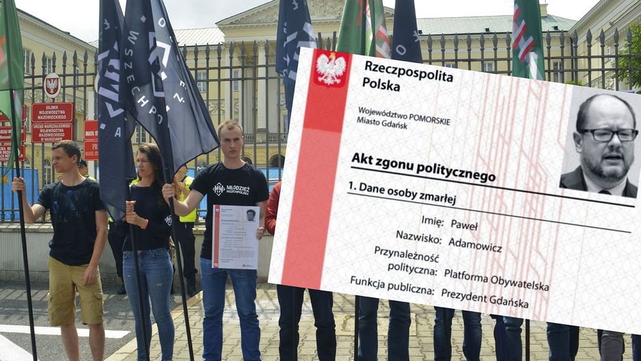 Młodzież Wszechpolska w lipcu 2017 r. wystawiła "akty zgonu politycznego" samorządowcom, którzy opowiedzieli się za pomocą uchodźcom