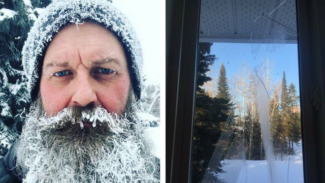 Oszroniona broda, pękająca szyba w oknie - tak wygląda zima w Kanadzie i USA