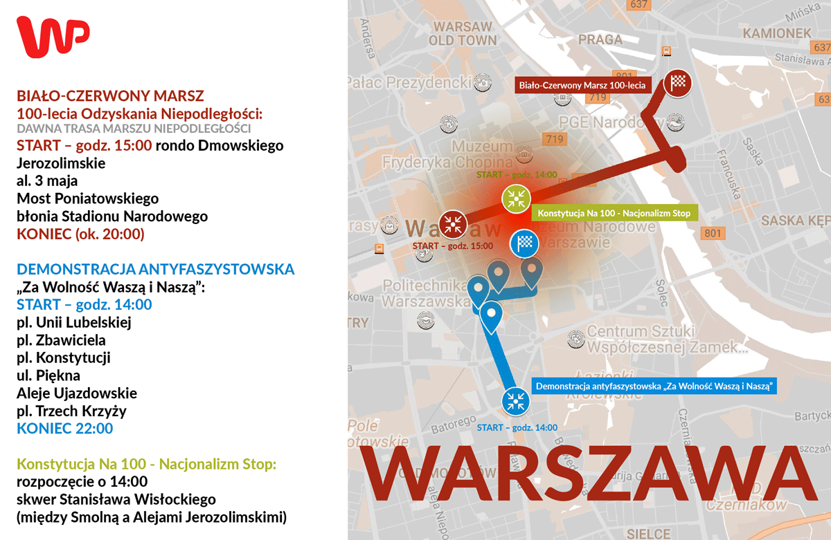 Marsze na 100-lecie odzyskania niepodległości. Zobacz trasy [MAPY]