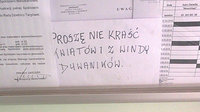 Nietypowy apel pojawił się w witrynie z ogłoszeniami na warszawskim osiedlu "Toruńska".
