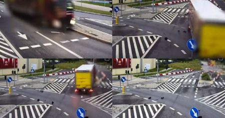 Kierowca pędził z dostawą do dyskontu. Skosił sygnalizację i słupy oświetleniowe