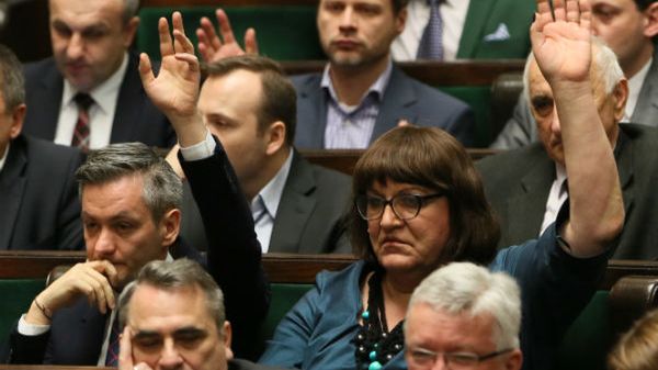 Robert Biedroń i Anna Grodzka podczas głosowania nad projektem ws. związków partnerskich