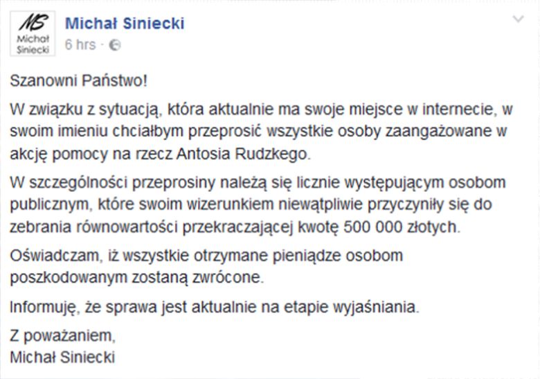Michał Siniecki również skomentował sprawę Antosia