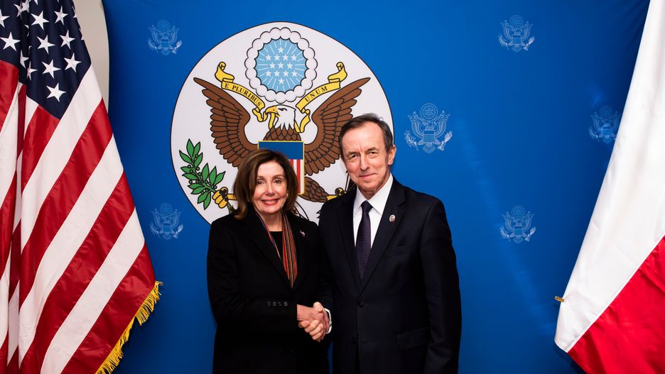 Nancy Pelosi z marszałkiem Senatu Tomaszem Grodzkim