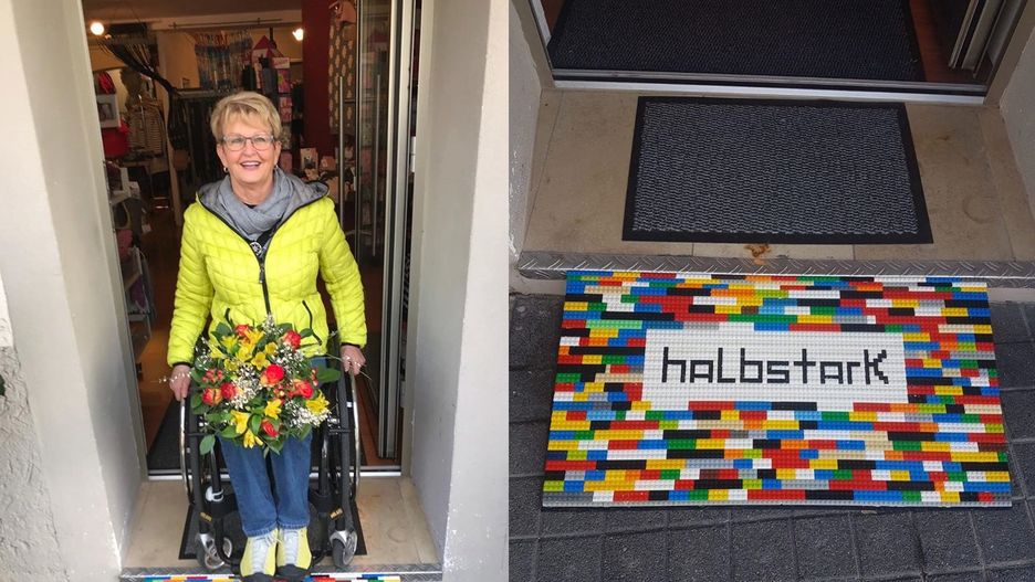 Poruszająca się na wózku Rita Ebel konstruuje podjazdy z klocków Lego
