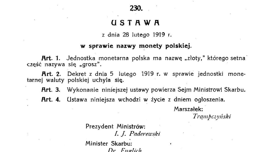 Ustawa ustanawiająca złotego 