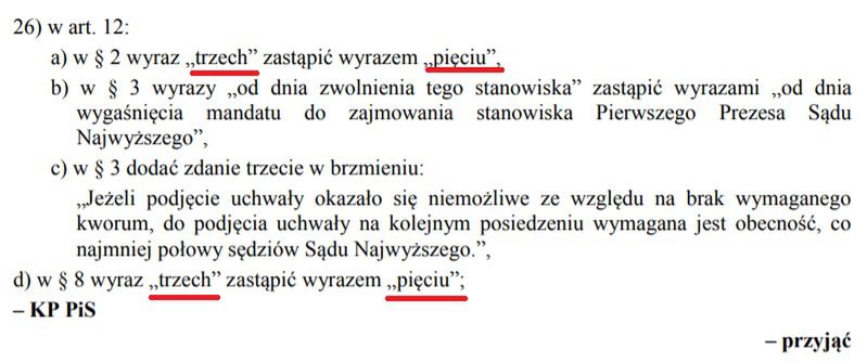 Poprawki PiS do ustawy o Sądzie Najwyższym. 