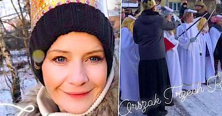 Małgorzata Kożuchowska z koroną na głowie pomaszerowała w orszaku Trzech Króli! Zagrała nawet w jasełkach!
