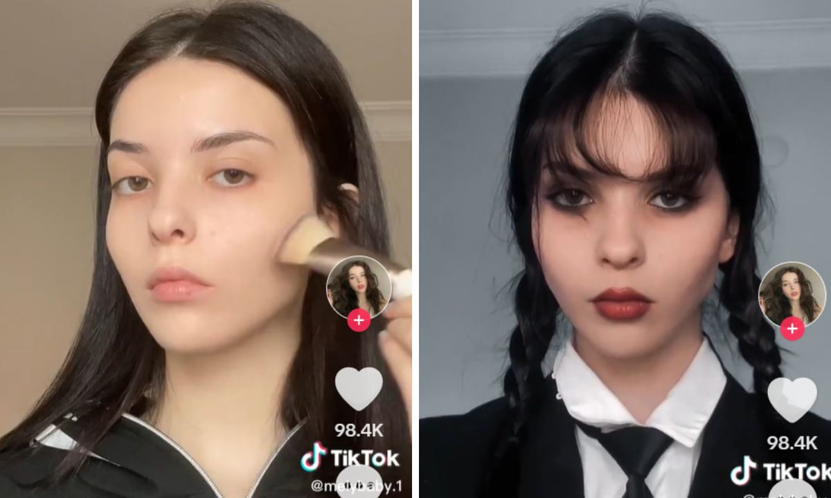 Kilka machnięć pędzelkiem i upiorny makijaż na miarę Wednesday Addams gotowy