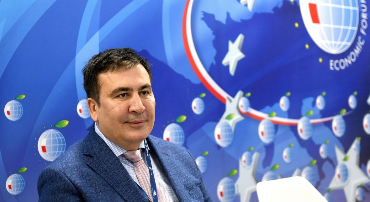 Jasionka, 04.02.2020 r. Lider ukraińskiego Ruchu Nowych Sił, były prezydent Gruzji Micheil Saakaszwili podczas dyskusji "Jak walczyć z korupcją?" w trakcie pierwszego dnia Forum Europa - Ukraina w CWK w Jasionce 