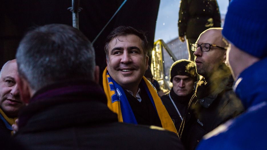 Mikheil Saakaszwili podczas protestów antyrządowych