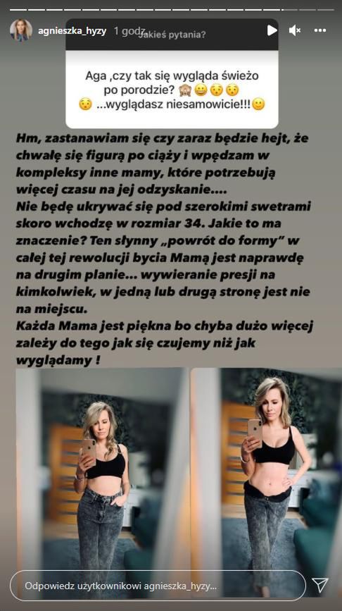 Agnieszka Hyży o swojej figurze po ciąży