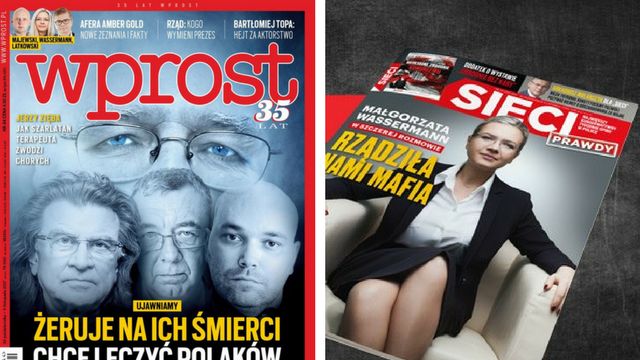 Poniedziałkowe okładki tygodników opinii "Wprost" i "Sieci"