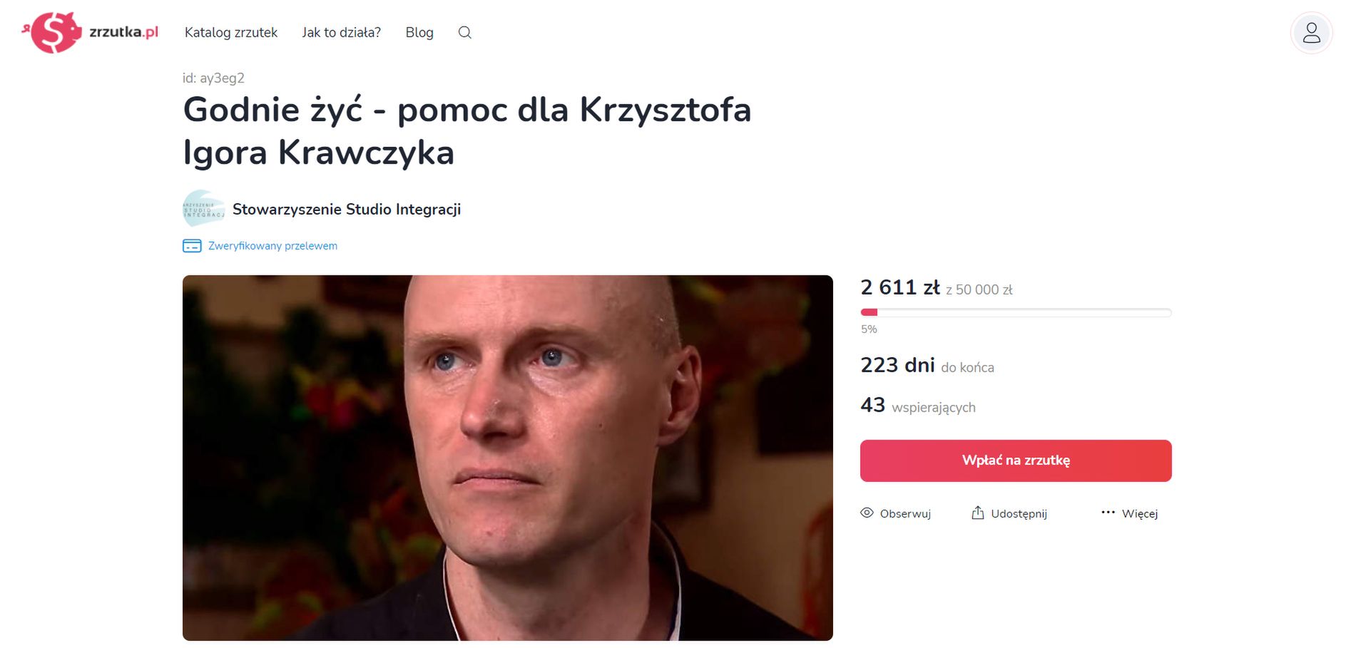 Zbiórka dla Krzysztofa Krawczyka juniora