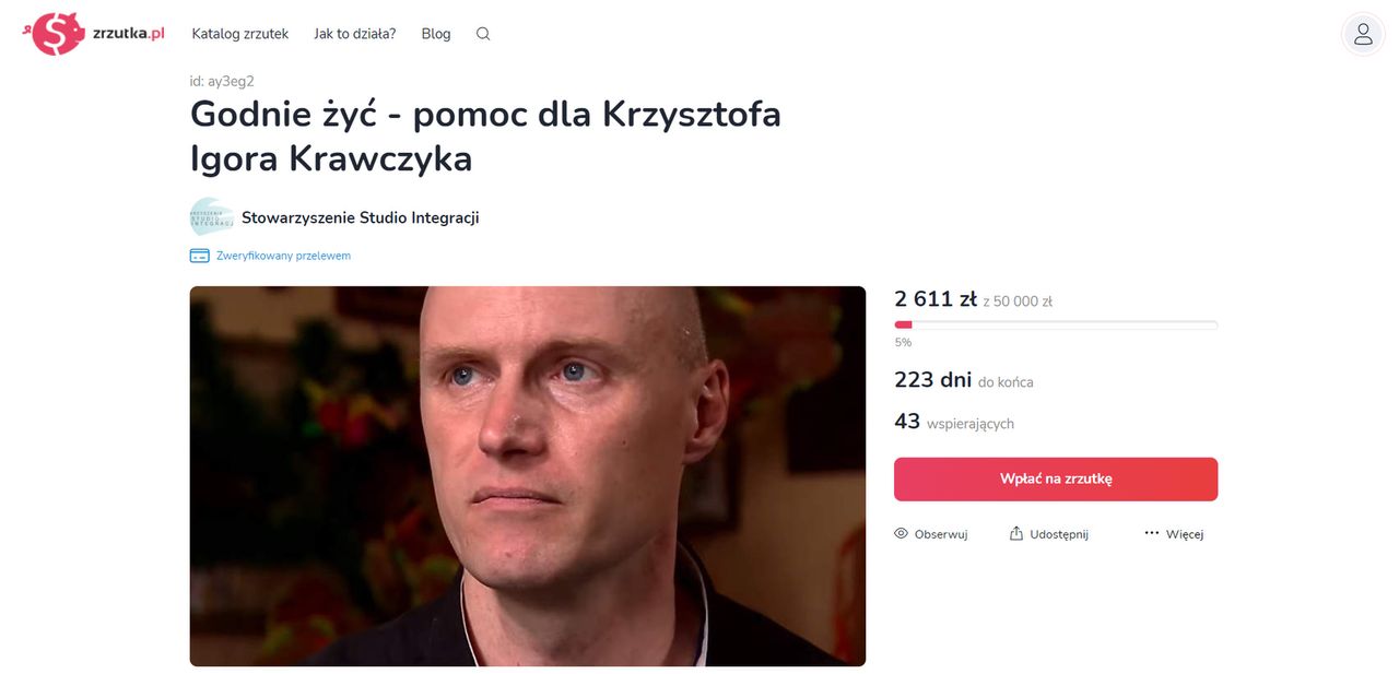 Zbiórka dla Krzysztofa Krawczyka juniora