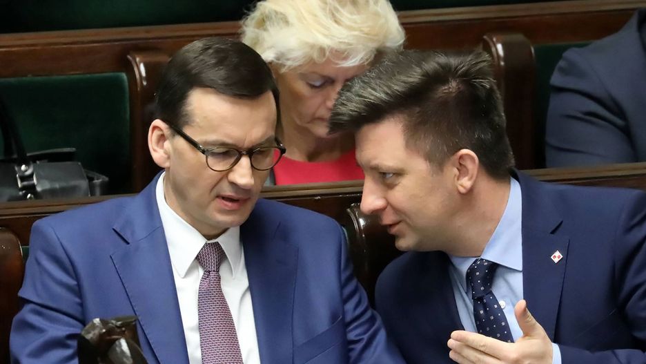 Premier Mateusz Morawiecki i szef jego kancelarii Michał Dworczyk