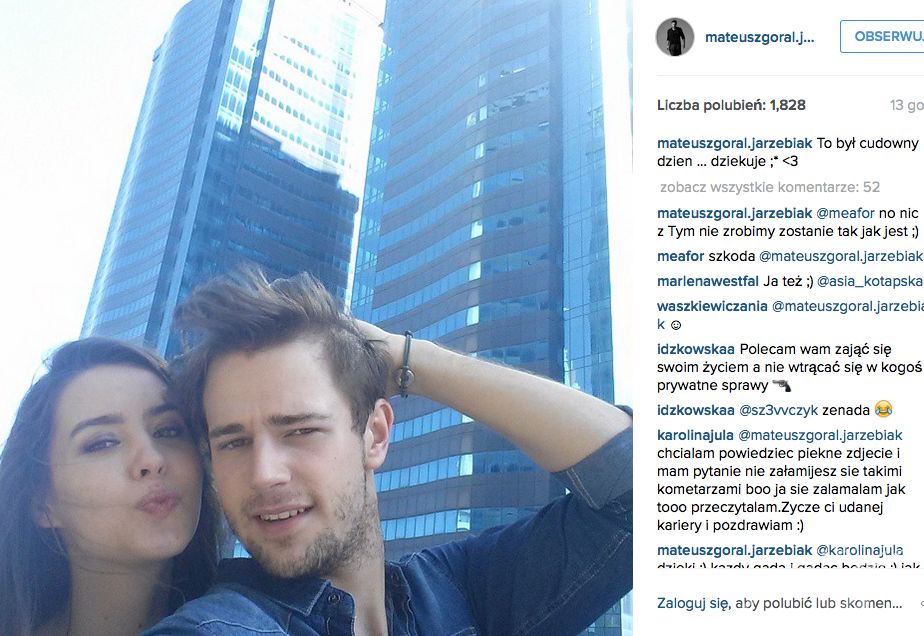 Mateusz Jarzębiak Góral i Aleksandra Wieczorek na Instagramie. Nowa dziewczyna Górala z Top Model?