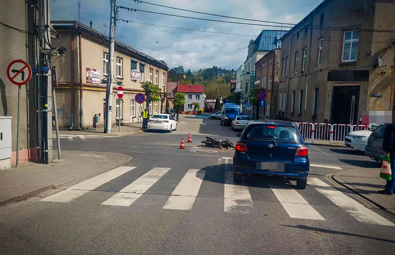 Poważny wypadek w Wyrzysku. Motocyklista zabrany do szpitala