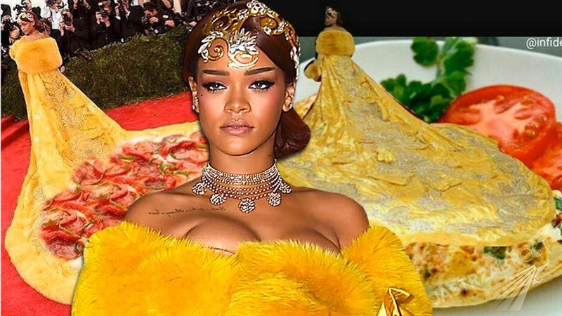 Memy z Rihanną z MET Gala 2015. Żółta sukienka jako omlet, pizza, prezerwatywa