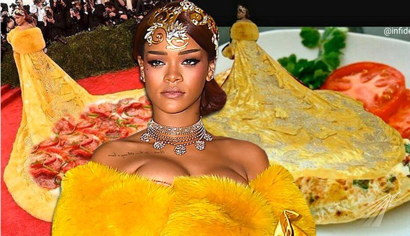 Memy z Rihanną z MET Gala 2015. Żółta sukienka jako omlet, pizza, prezerwatywa